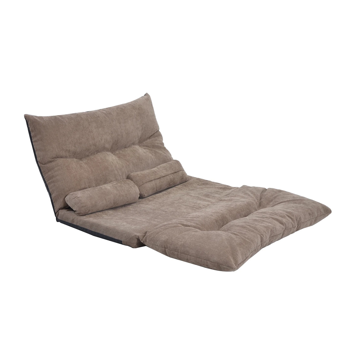 Light Brown Sofa Bed Folding Futon with Two Pillows O241