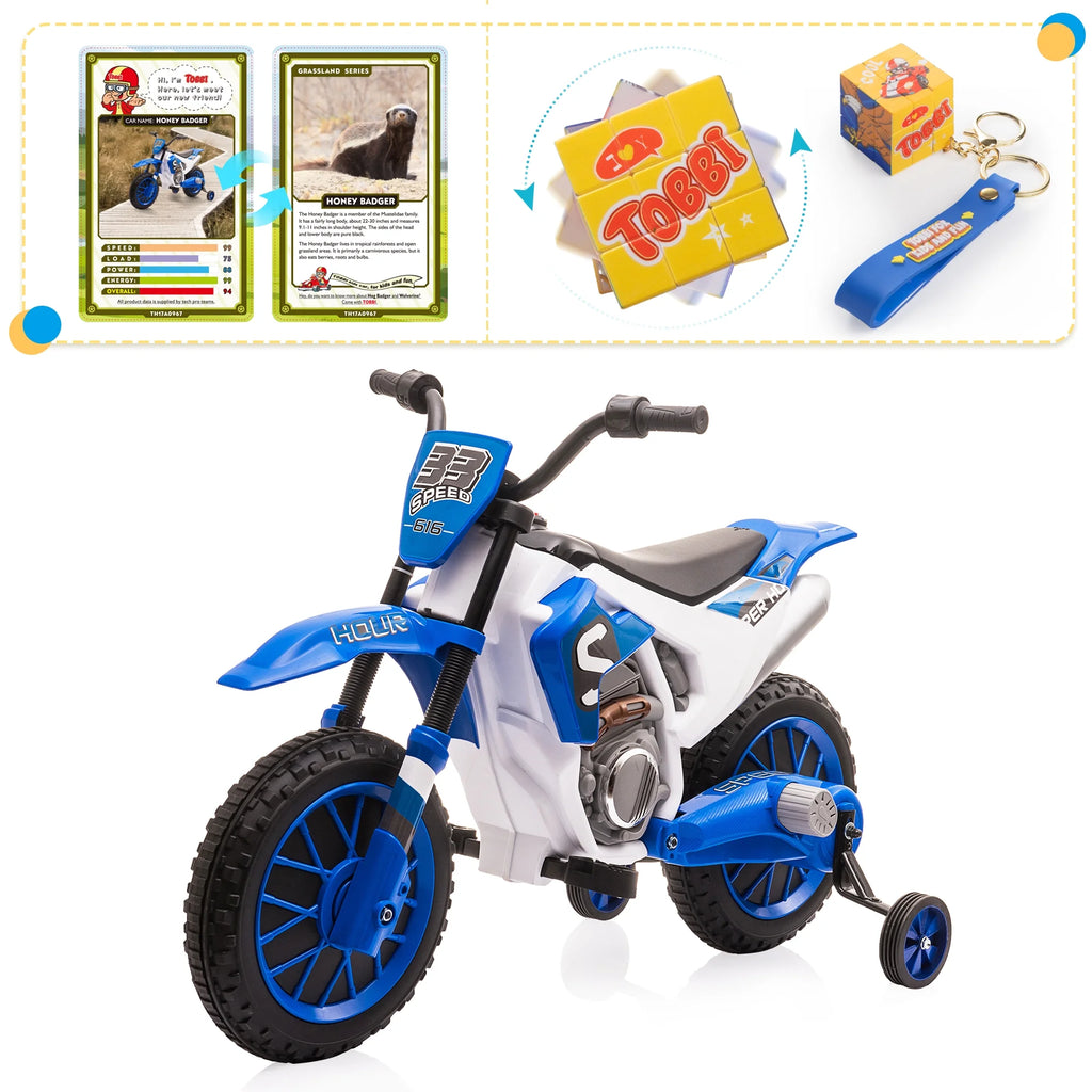 12V Kids Off-Road Ride on Dirt Bike with Training Wheels, Green O265346
