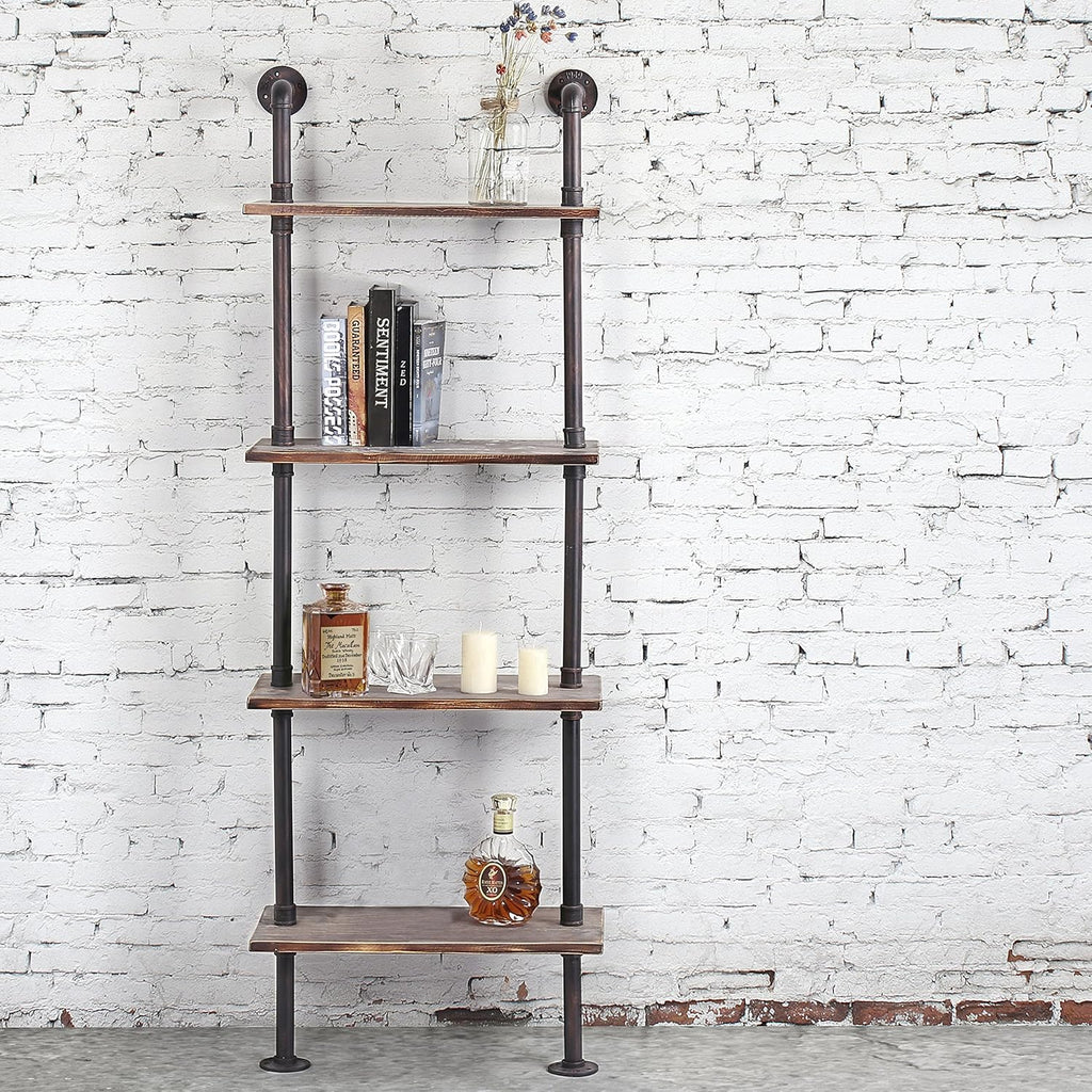 Brown Wood Wall-Mounted Shelves Bookcase Storage Rack Q52383