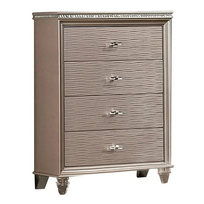 44 in. Tall Dresser Chest with Textured Drawers & Crystal Accents O239184