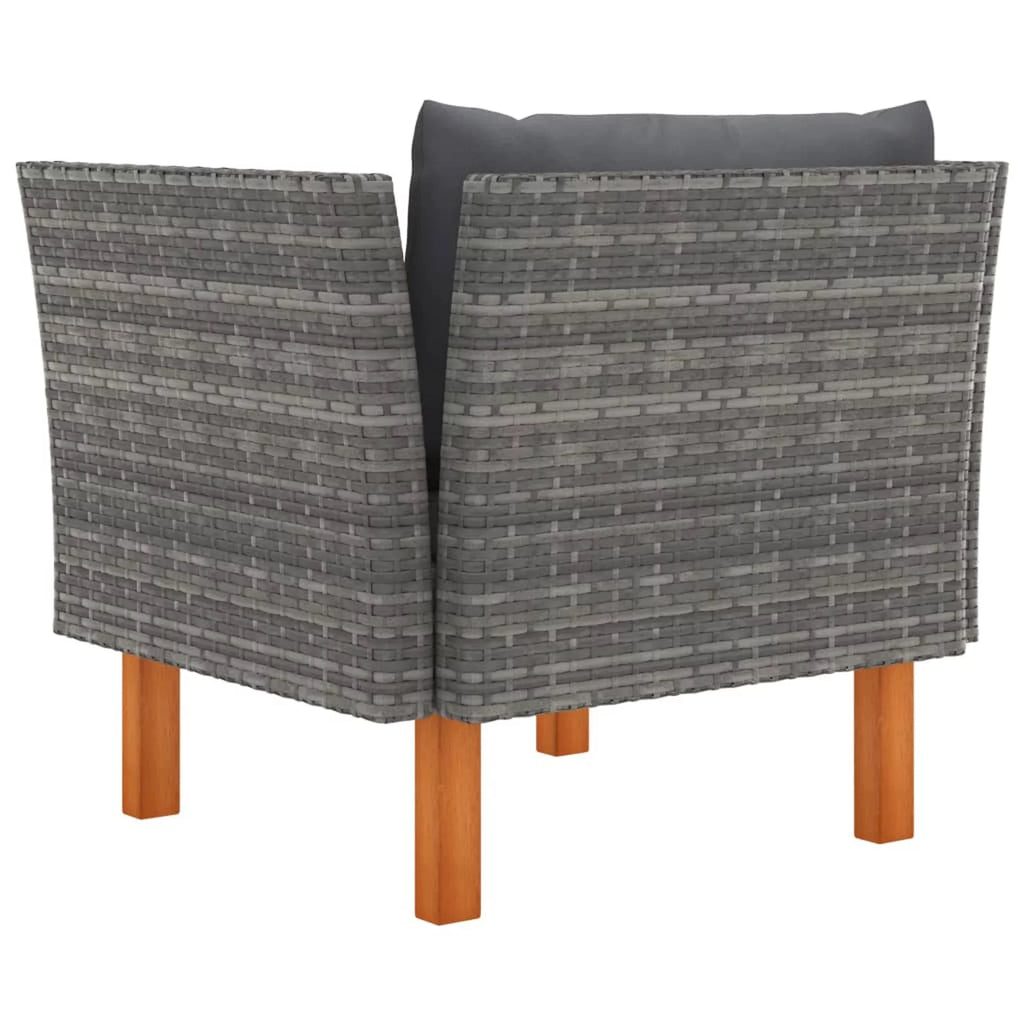 Gray Poly Rattan and Eucalyptus Wood Patio Sofa with Cushions N557788