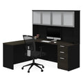 L Desk with 4 Door Hutch N477