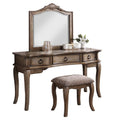 Wooden Makeup Vanity Set with Mirror and Stool R305415