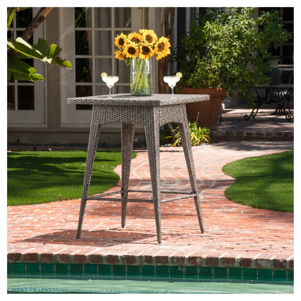 Square Wicker Bar Table Black C84539