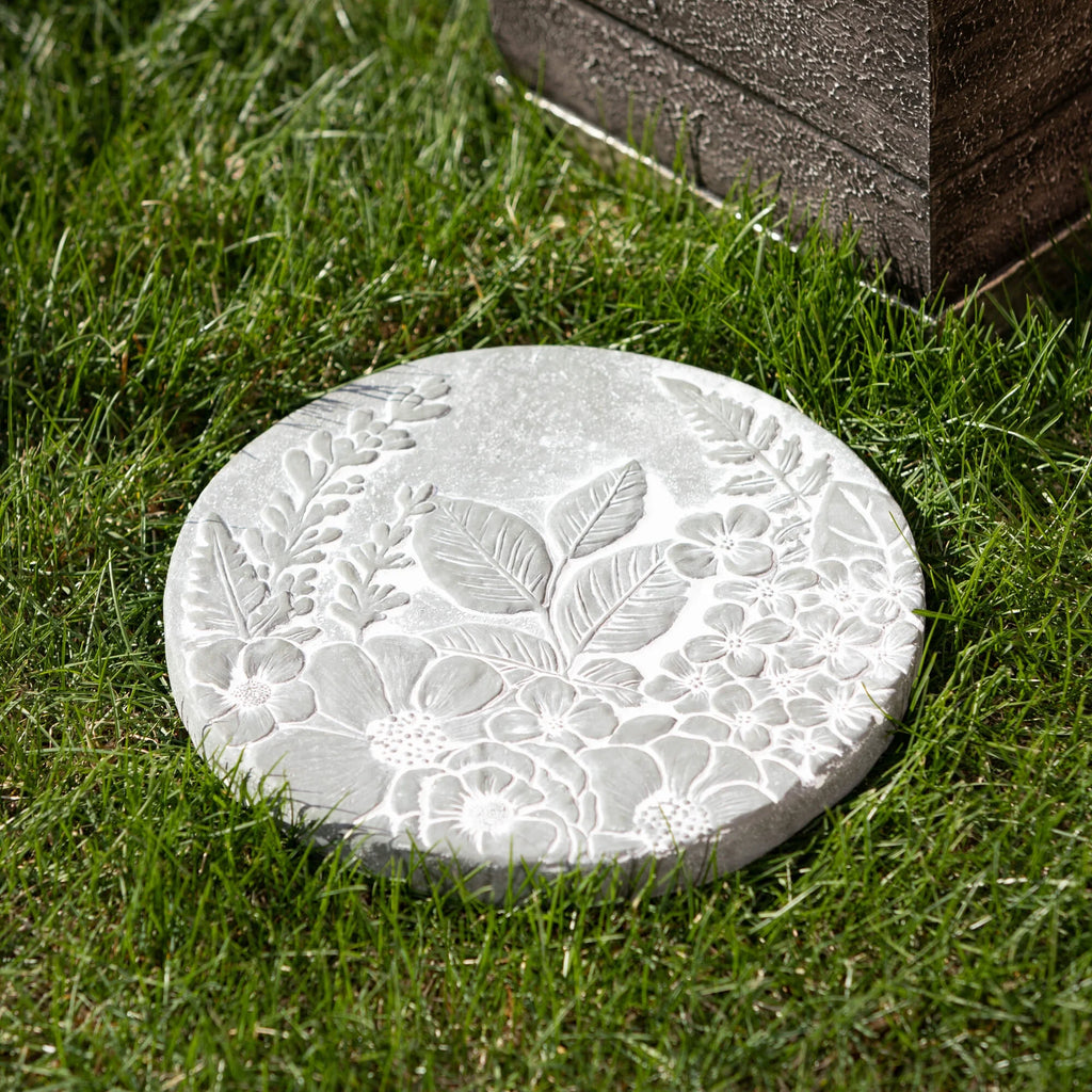 11" Floral Cement Stepping Stone H856