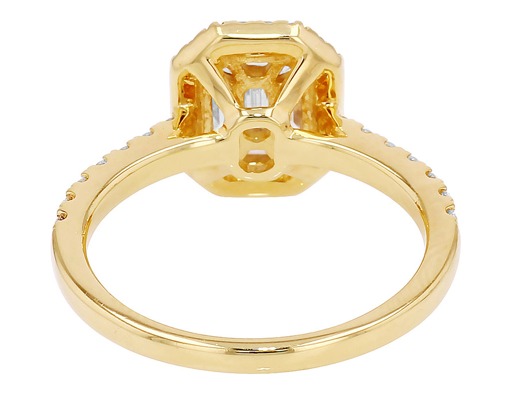 Emerald Diamond 0.75CT Engagement Ring 14K Yellow Gold N116