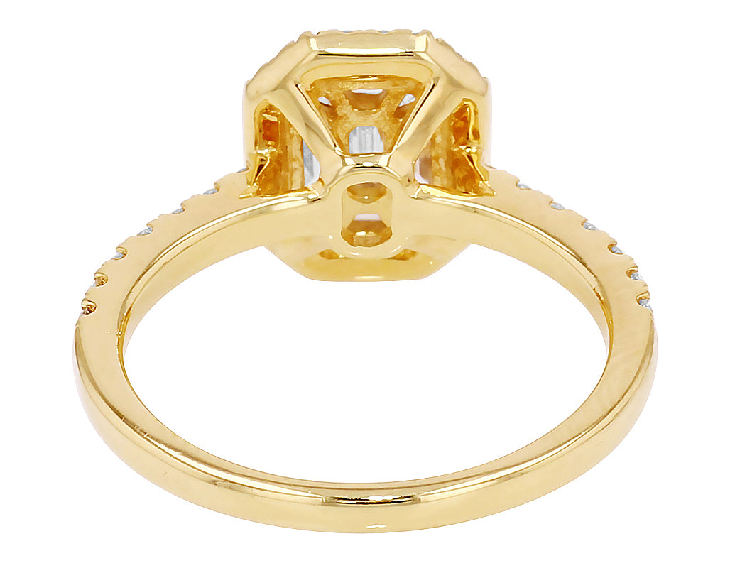 Emerald Diamond 0.75CT Engagement Ring 14K Yellow Gold N116