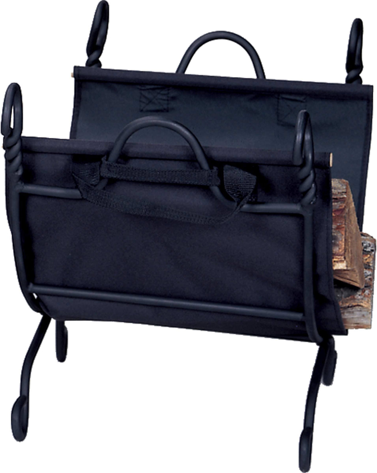Black Log Rack with Canvas Carrier Y67811