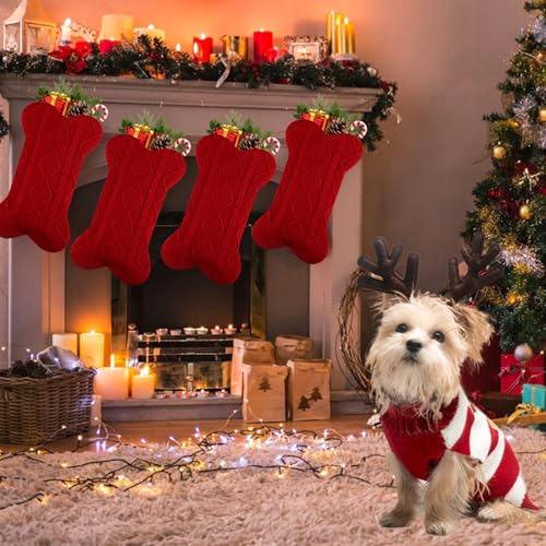 18 Inch Knitted Dog Christmas Stocking H31393