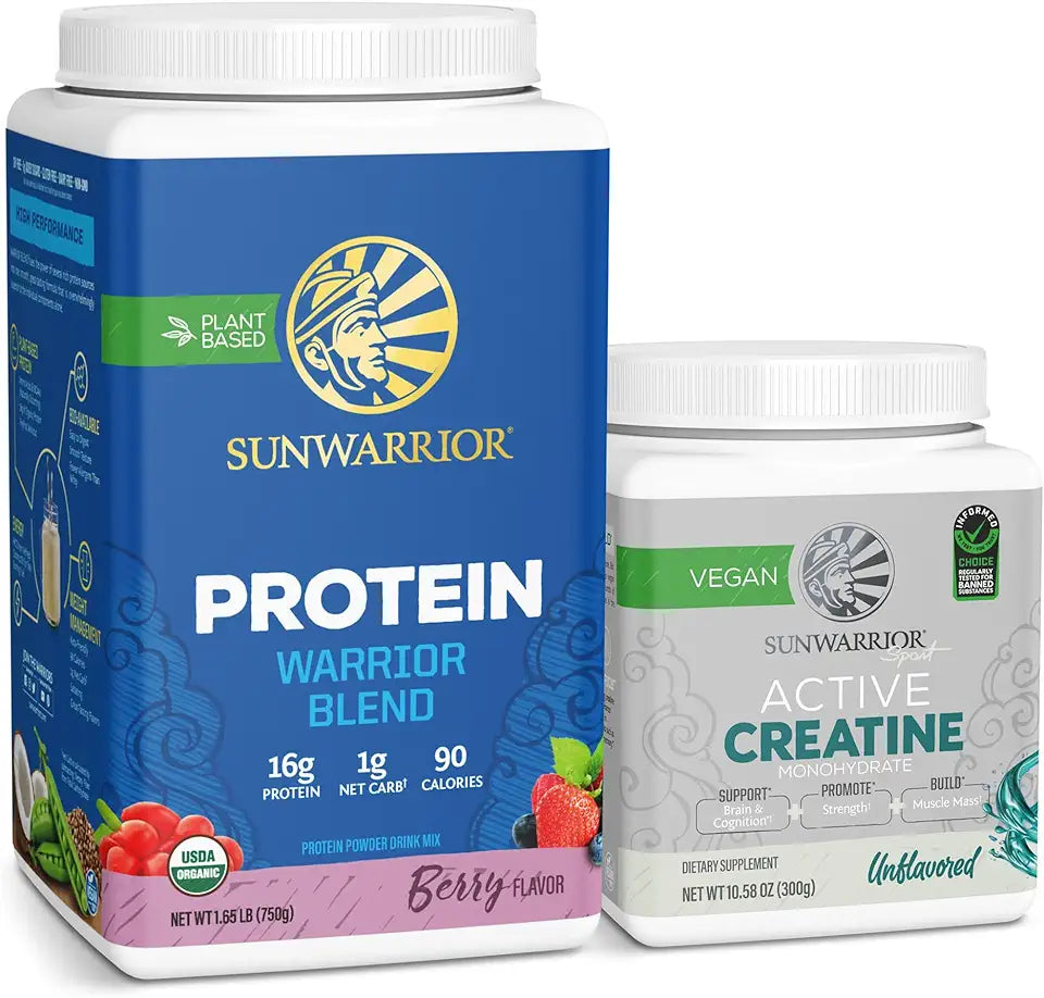 Berry Flavored Vegan Protein Powder and Unflavored Creatine Monohydrate Powder Q97723