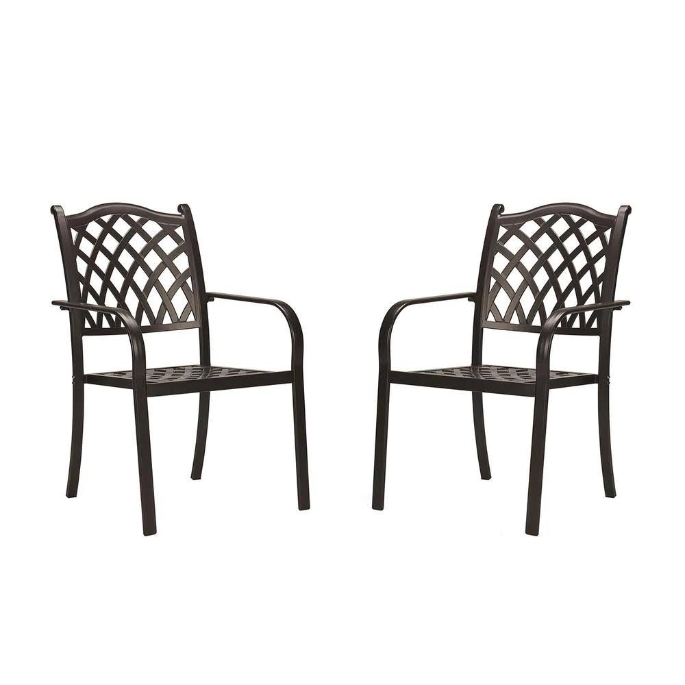 Dark Brown Stacking Cast Aluminum Outdoor Dining Chair (2-Pack) A114