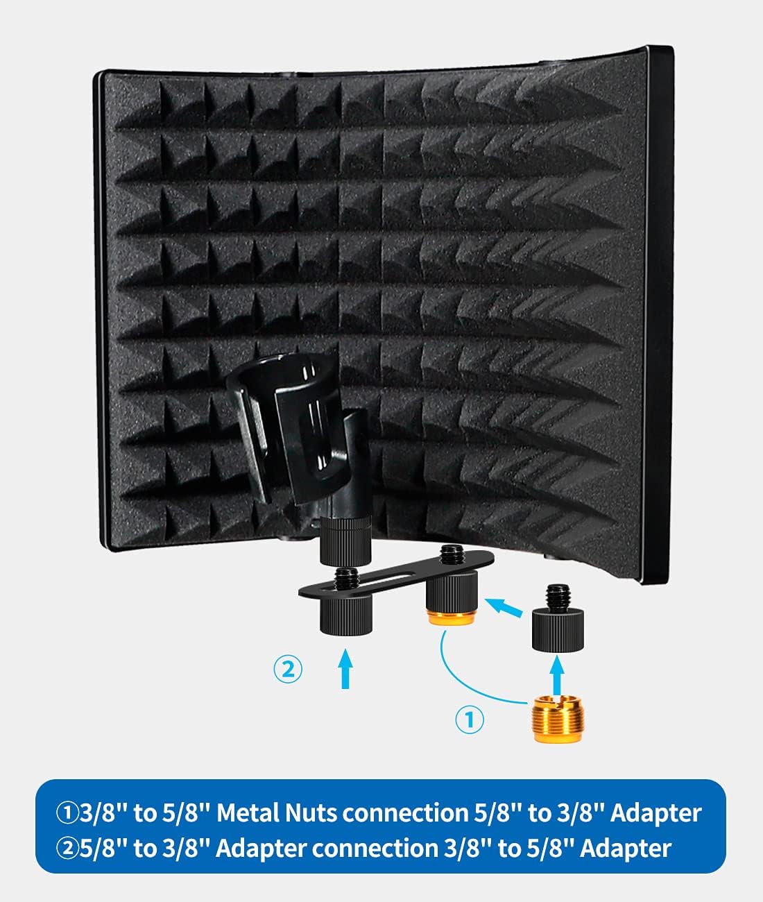 Microphone Isolation Shield Kit with Microphone Arm Boom Stand Absorbent Foam X279736