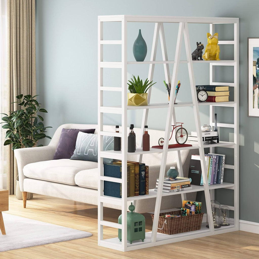 White 6 Tier Industrial Bookshelf V469163