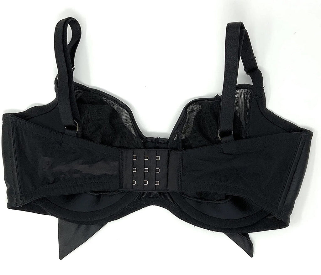 Push-Up Bra Black Mesh Satin Bow 36DD T575