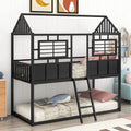 Black Metal Bunk Bed with Slide and Storage Stairs V18706