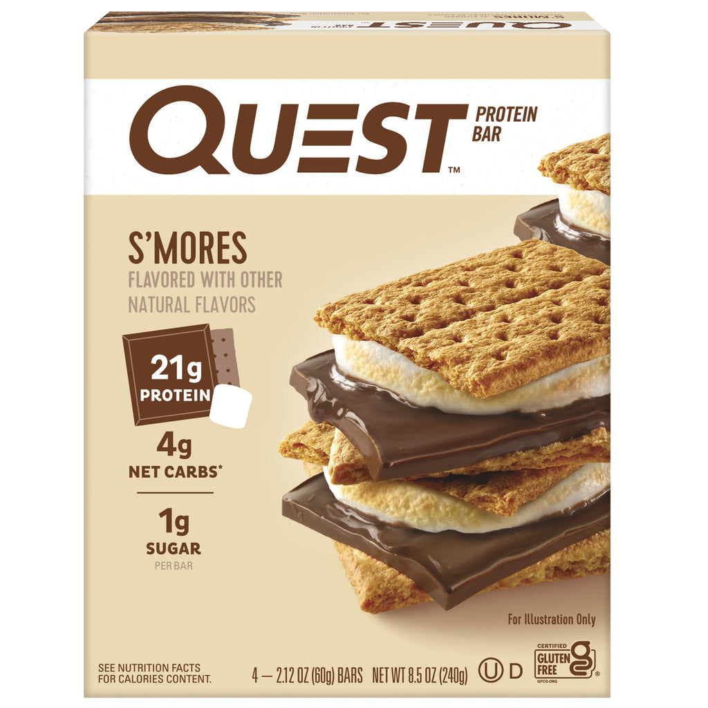 (3 pack) Quest Protein Bar, Smores, 20g Protein, Gluten Free, 4 Ct C5700