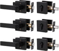 2 Pack Entry Lever Door Handle and Single Cylinder Deadbolt Lock Set, Matte Black M889