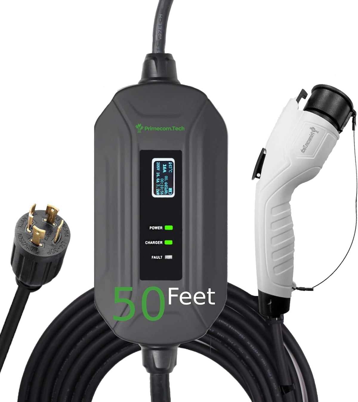 Portable Level 2 EV Charger, 16Amp, 30 Feet Lengths T6664
