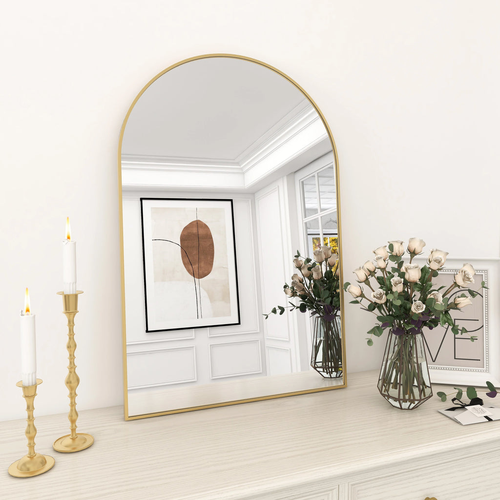 Wall Mounted Mirror, 20 x 30 Arch Gold M16241