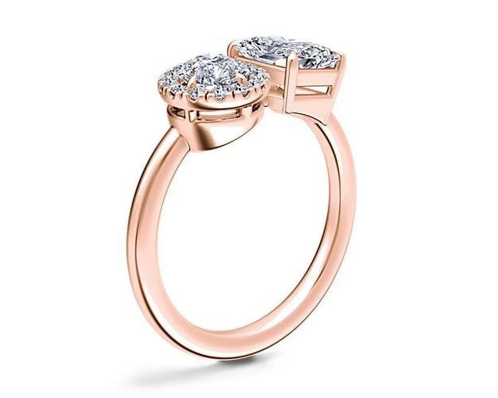 18K Rose Gold Two Stone Diamond Ring T641