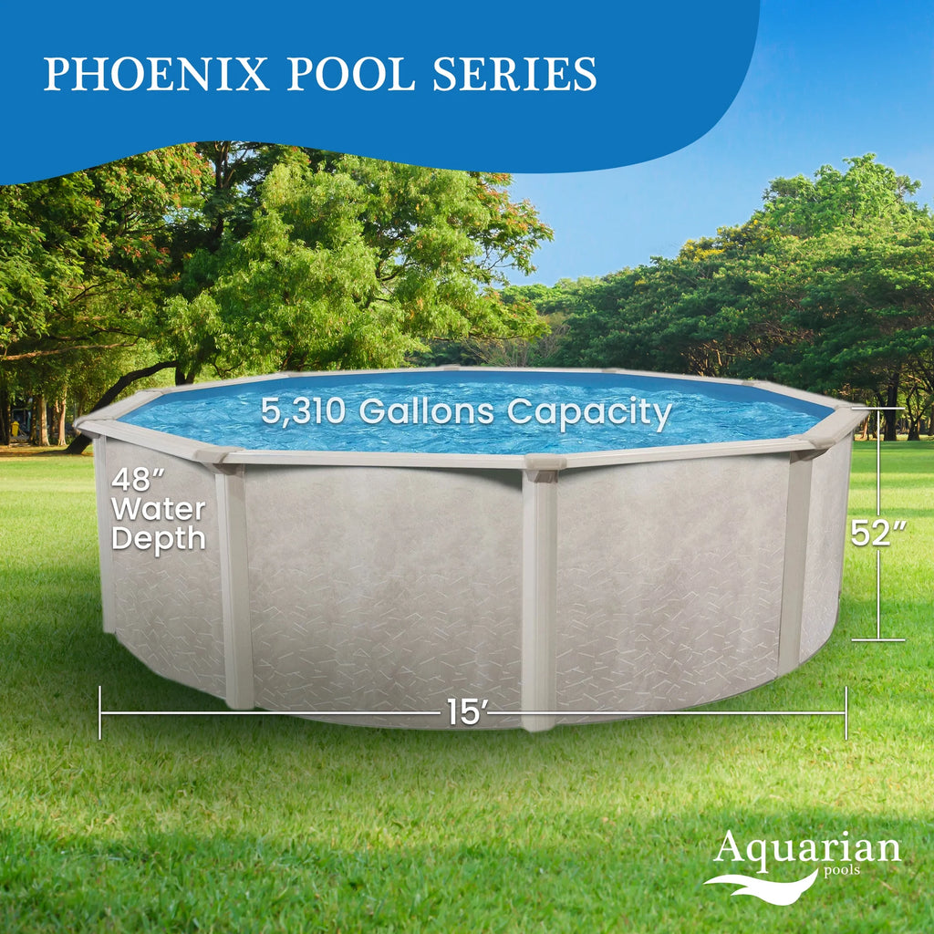 15 Foot x 52 Inch Steel Frame Above Ground Swimming Pool C936