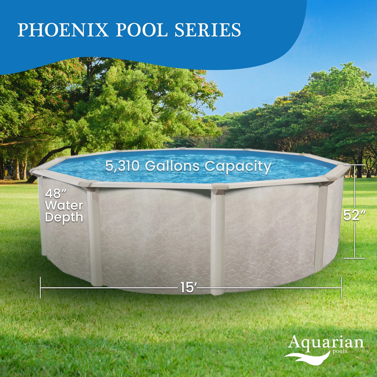15 Foot x 52 Inch Steel Frame Above Ground Swimming Pool C936