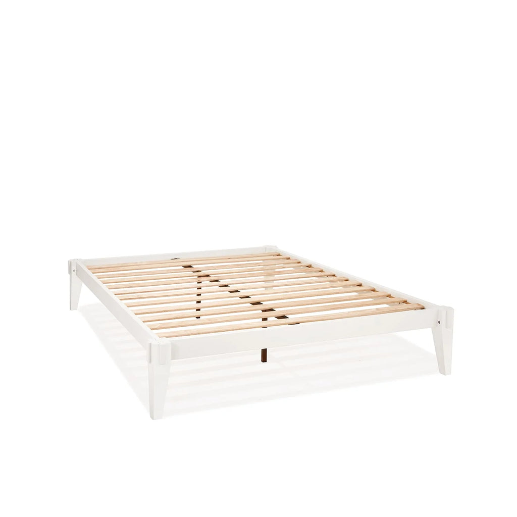 King Platform Bed Frame, No Headboard, Solid Wood, Walnut C840