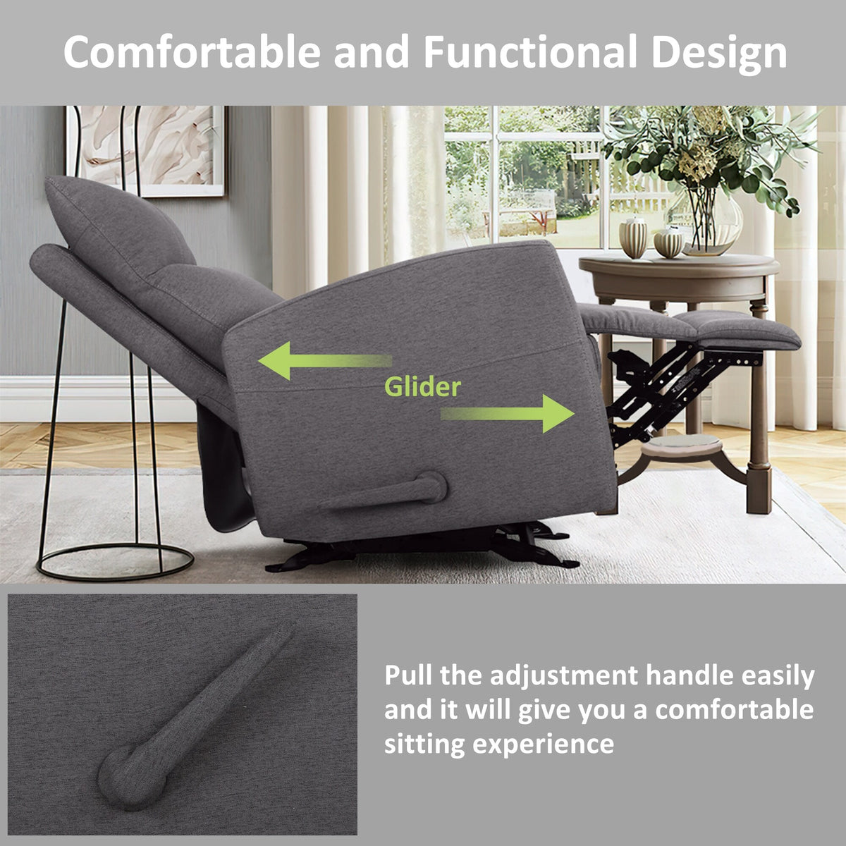 Fabric Rocker Recliner Chair Steel Glider W4894