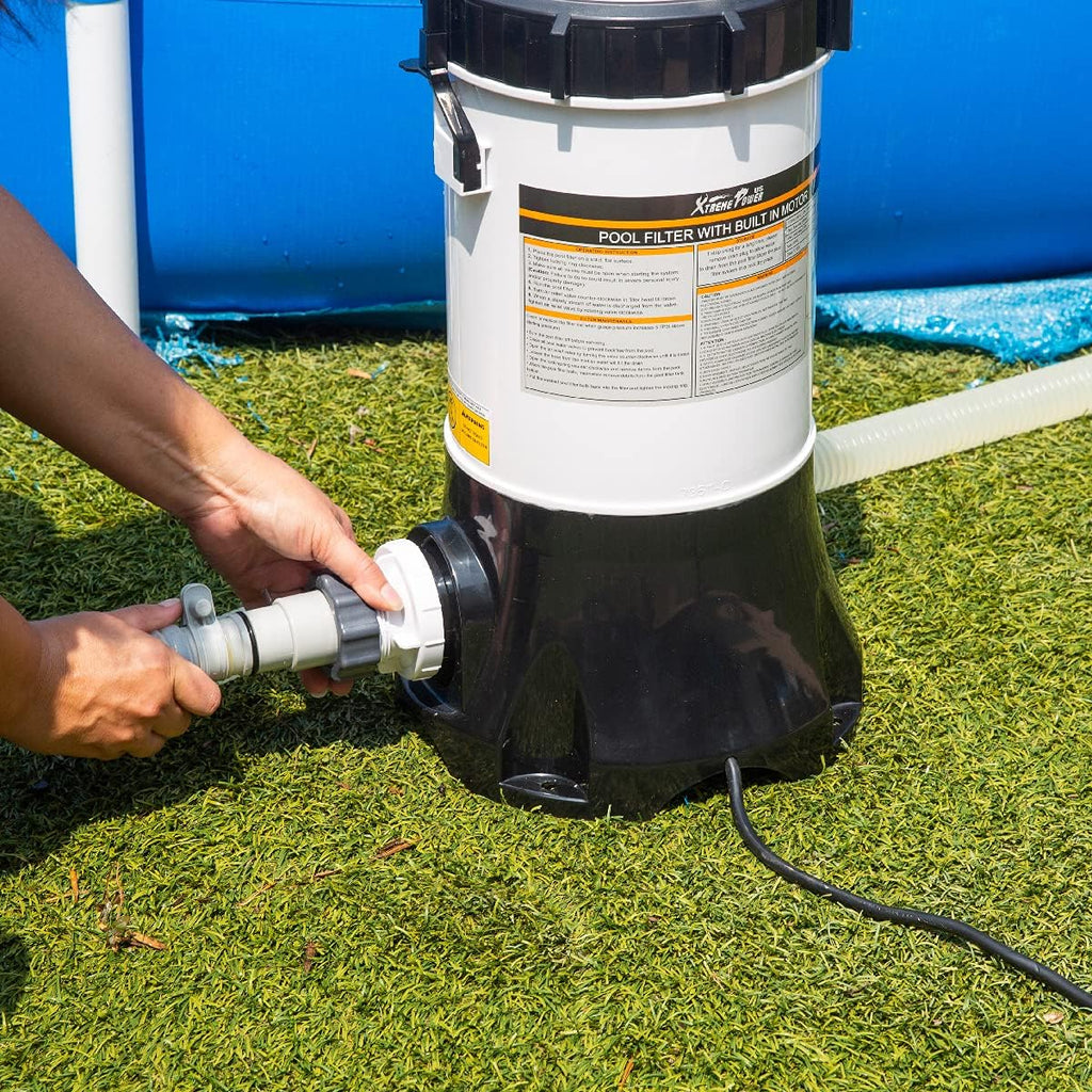 White/Black Above Ground Pool Cartridge Filter System with Pump E3106
