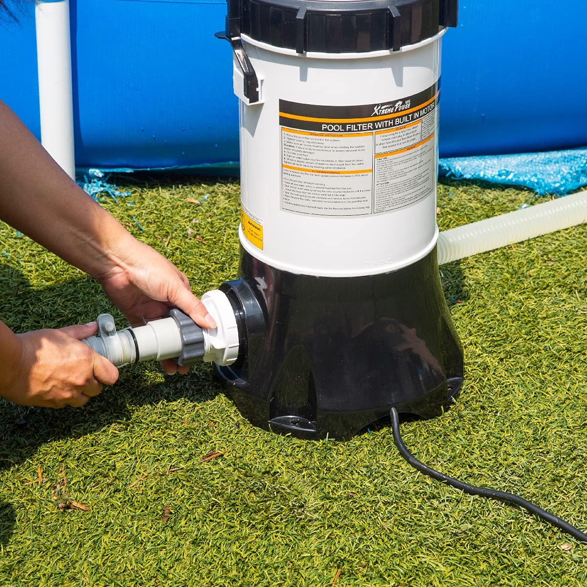 White/Black Above Ground Pool Cartridge Filter System with Pump E3106