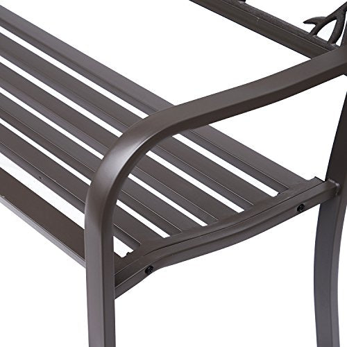 50" Animal Pattern Cast Steel Metal Garden Bench X54839