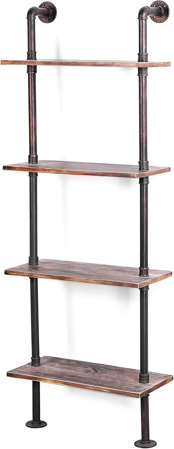 Brown Wood Wall-Mounted Shelves Bookcase Storage Rack Q52383