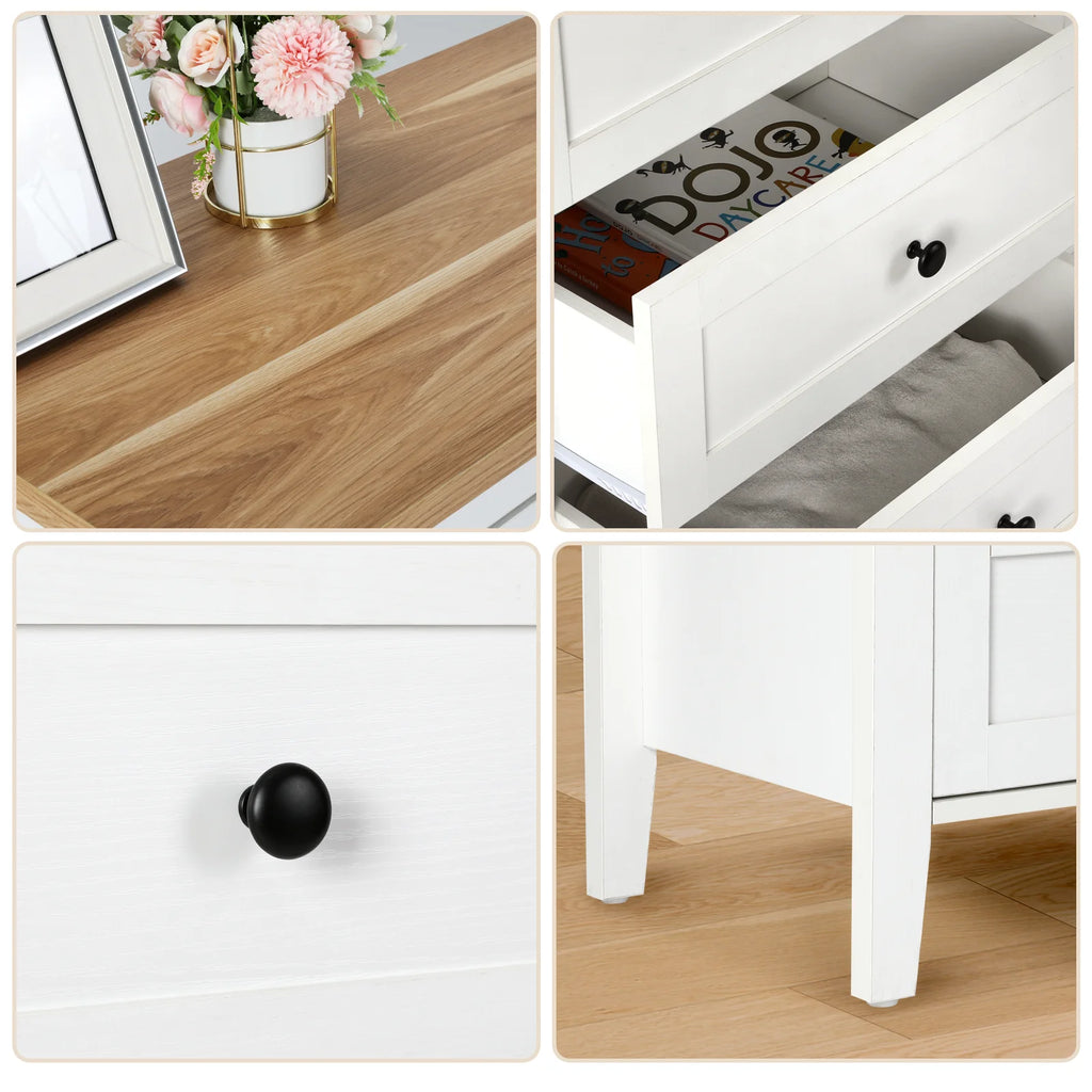 White 6 Drawer Wood Dresser with Metal Knobs Z969274