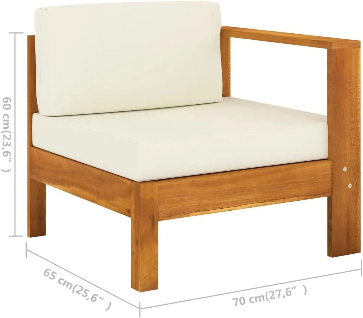 10 Piece Acacia Wood Patio Lounge Set with Cream White Cushions D82548