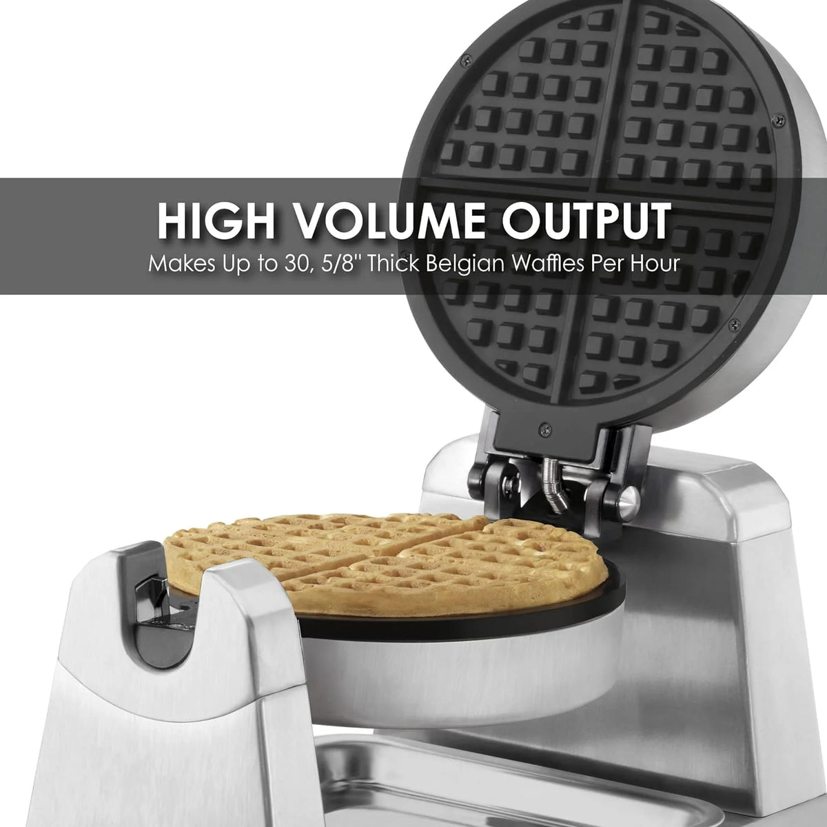 Single Rotating Die Cast Waffle Maker with Non-Stick Plates D550151