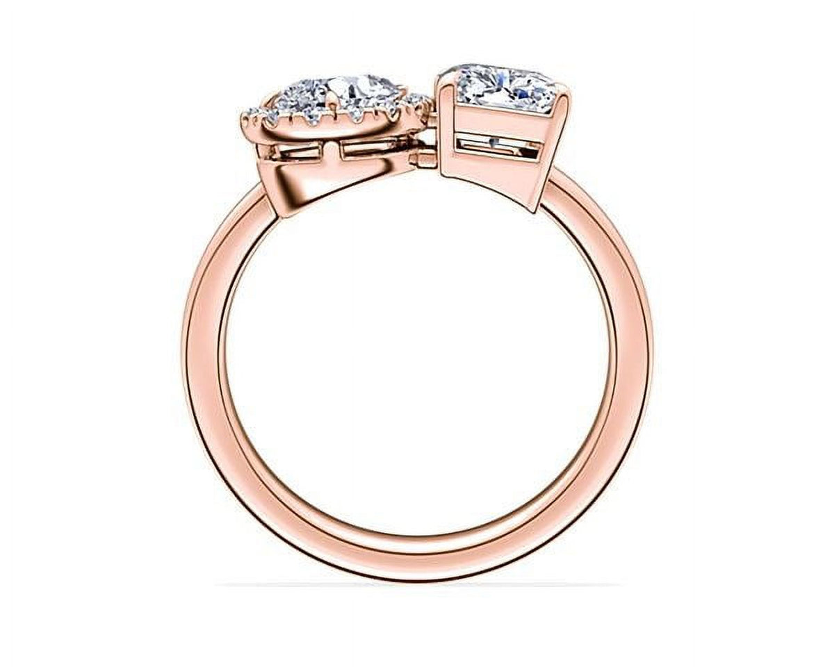 18K Rose Gold Two Stone Diamond Ring T641
