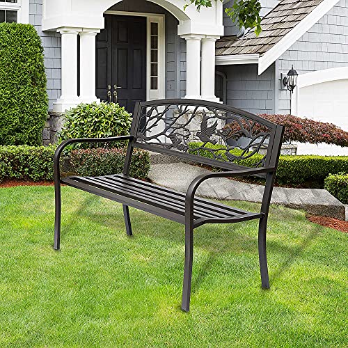 50" Animal Pattern Cast Steel Metal Garden Bench X54839