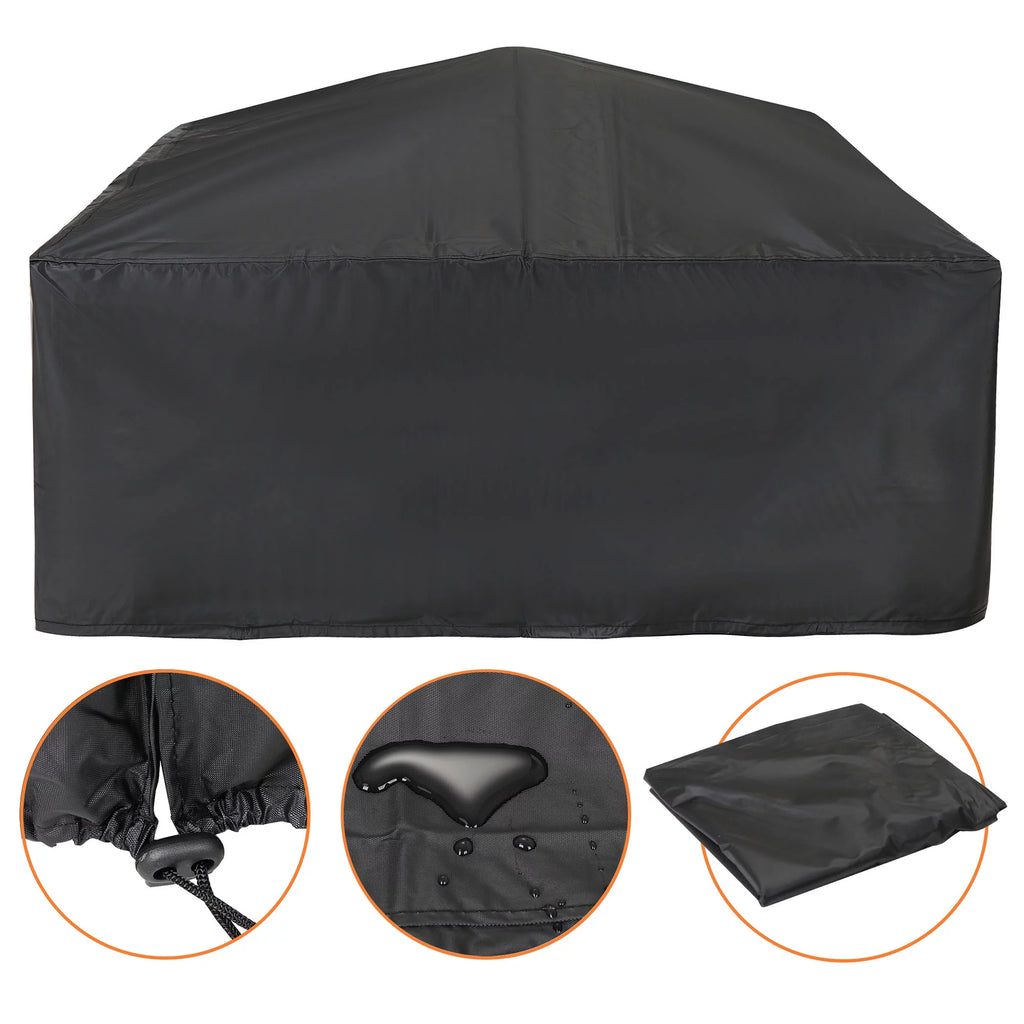 32 Square Wood Black Finish Steel Fire Pit A19743