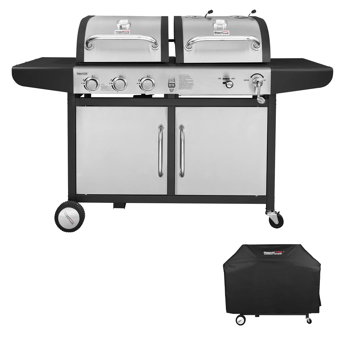 3-Burner Dual Fuel Gas and Charcoal Grill Combo with Cover R50846