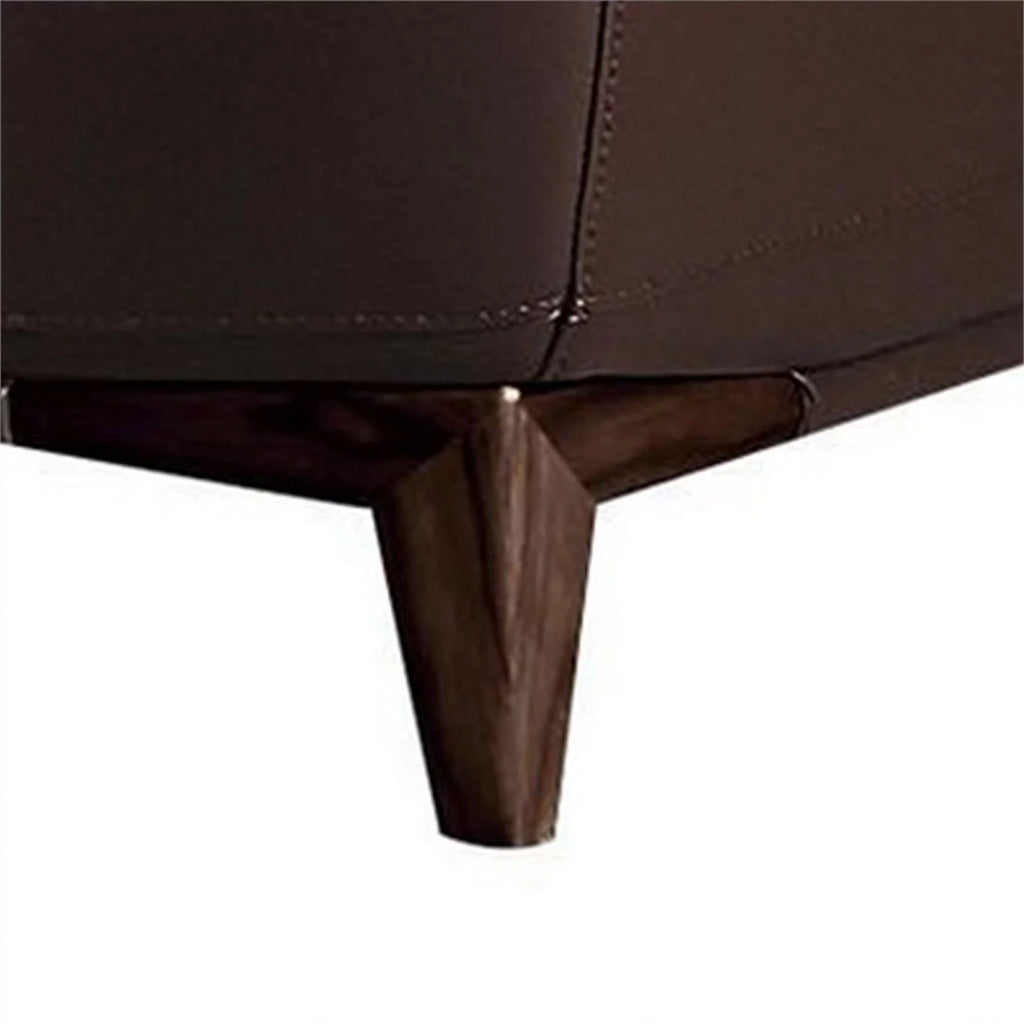 Dark Brown Leatherette Chair with Wooden Legs O5353