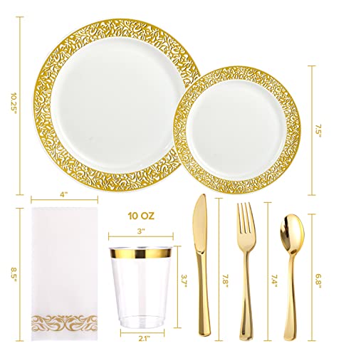 350 Ct Gold Plastic Dinnerware Set L73372