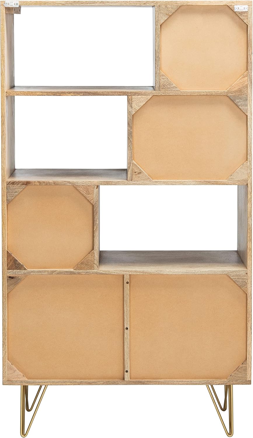 Natural Brass Hairpin Leg Storage Bookcase Q9630
