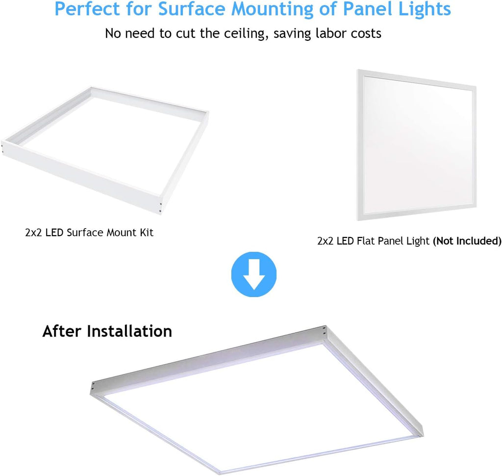 2x2 FT Surface Mount Kit for LED Flat Panel Light - Aluminum 24x24 inch Ceiling Frame Kit T190931