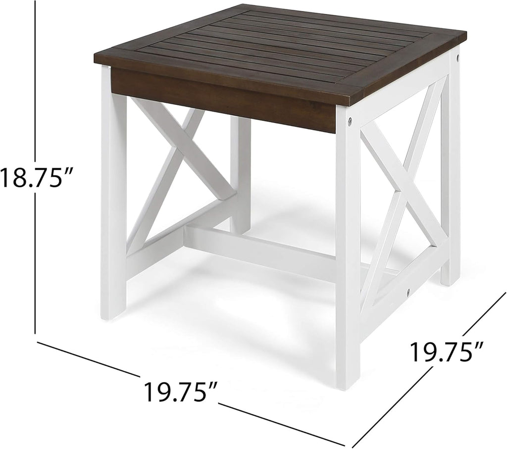 Acacia Wood End Table, Dark Brown Finish L502571