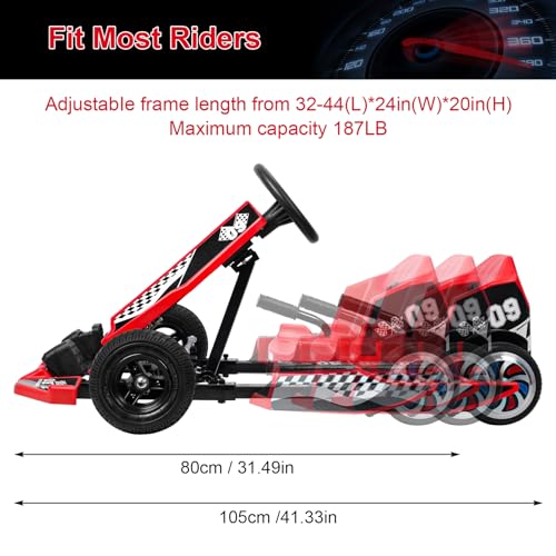36V Adjustable Electric Drift Kart with 350W Motor Red E51204