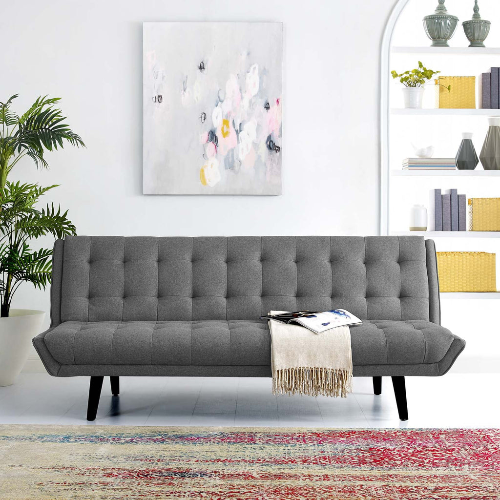 Grey Tufted Fabric Sofa Bed J761