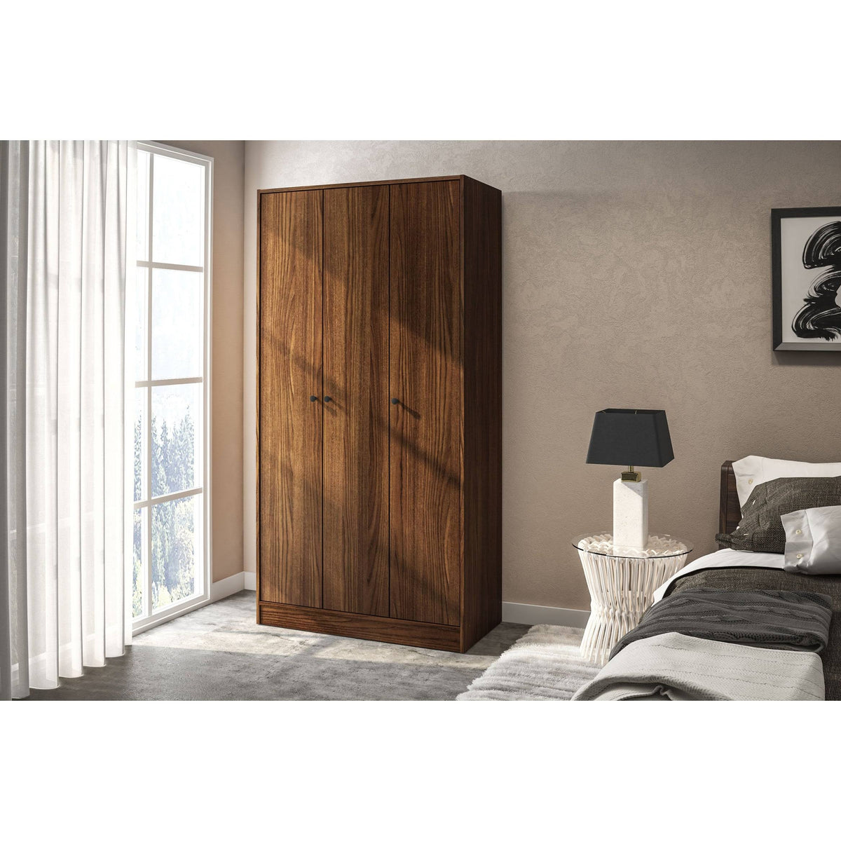 White 3-Door Wardrobe Y64509
