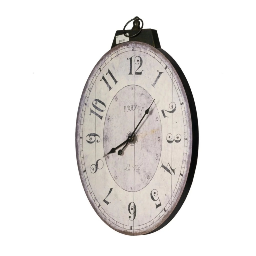 29" White and Black Oval Wall Clock S11197