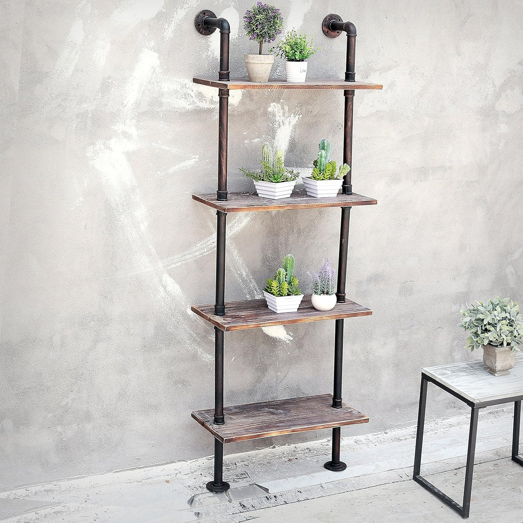 Brown Wood Wall-Mounted Shelves Bookcase Storage Rack Q52383