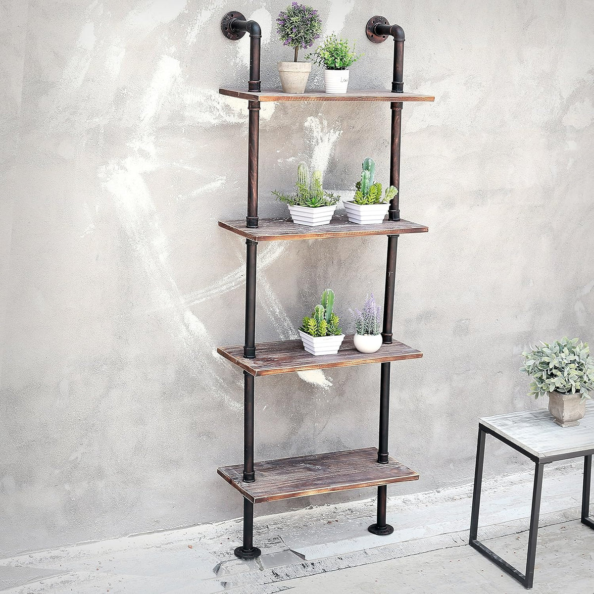 Brown Wood Wall-Mounted Shelves Bookcase Storage Rack Q52383